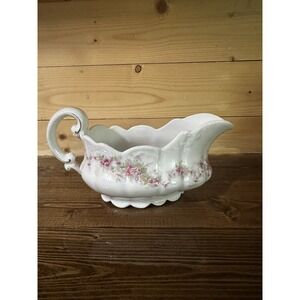 VGT Bassett Limoges Austria Gravy Boat/ pink, yellow purple flower NO underplate